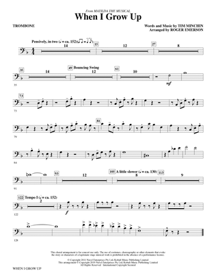 Book cover for When I Grow Up (from Matilda: The Musical) (arr. Roger Emerson) - Trombone