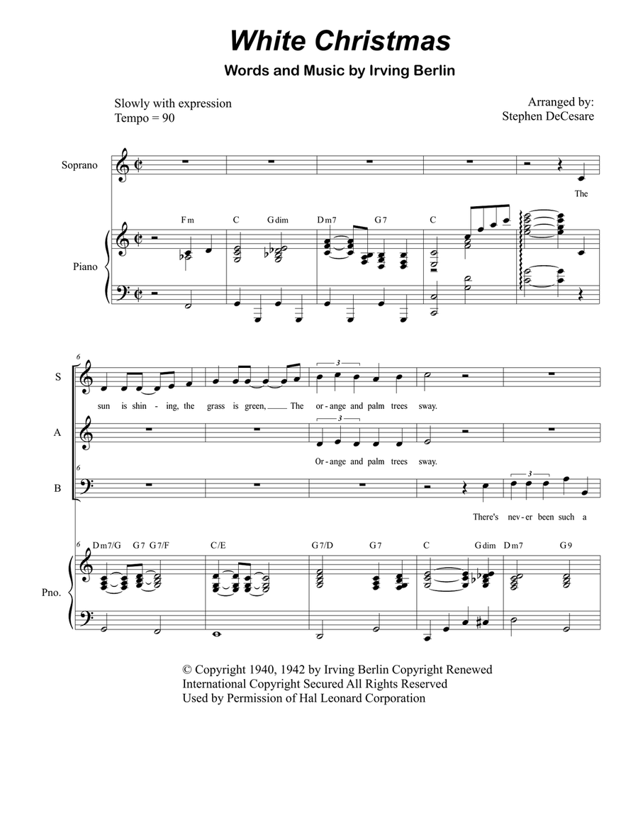 White Christmas by Irving Berlin Voice - Digital Sheet Music