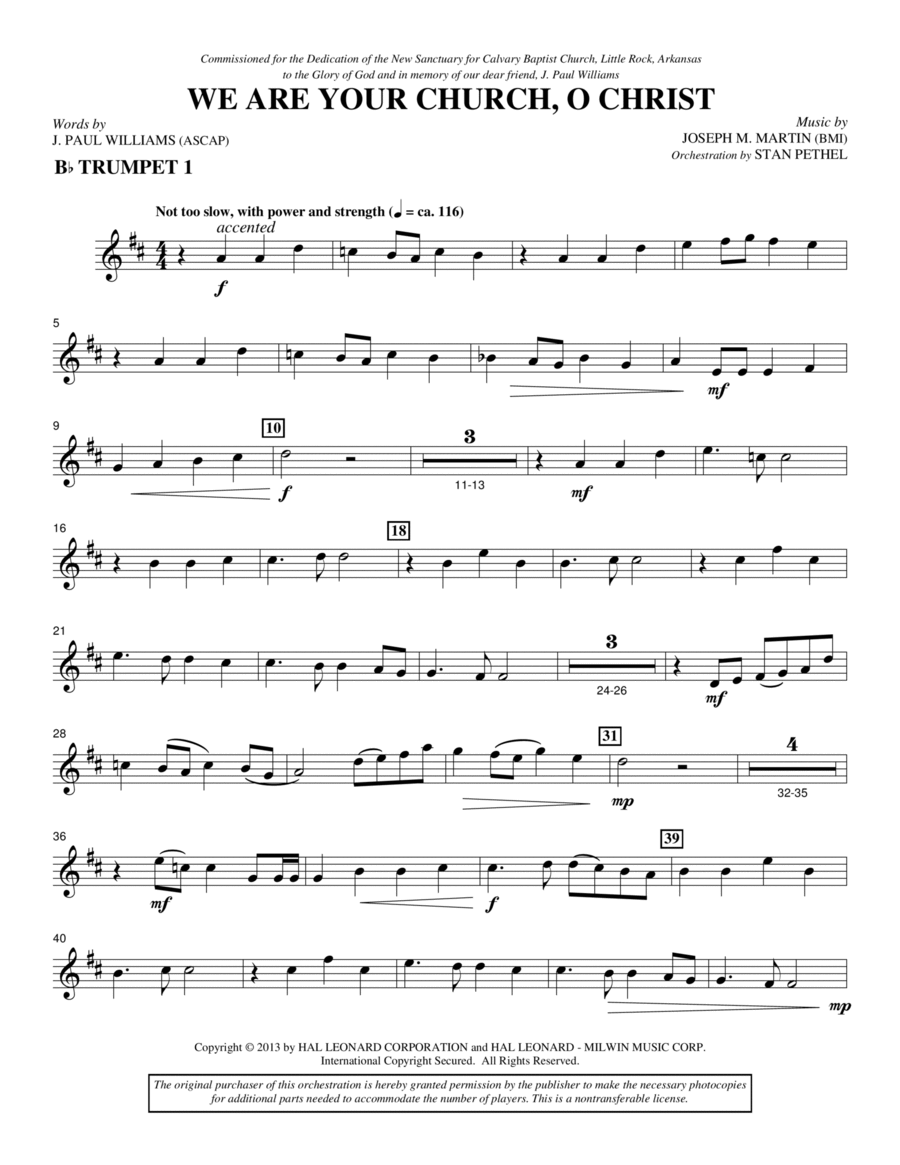 We Are Your Church, O Christ - Bb Trumpet 1 Choir scores gallery preview page 1