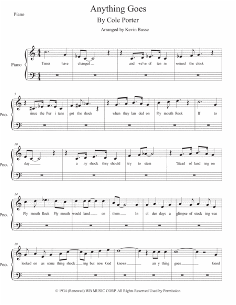 Anything Goes Anything Goes Easy Piano scores gallery preview page 1