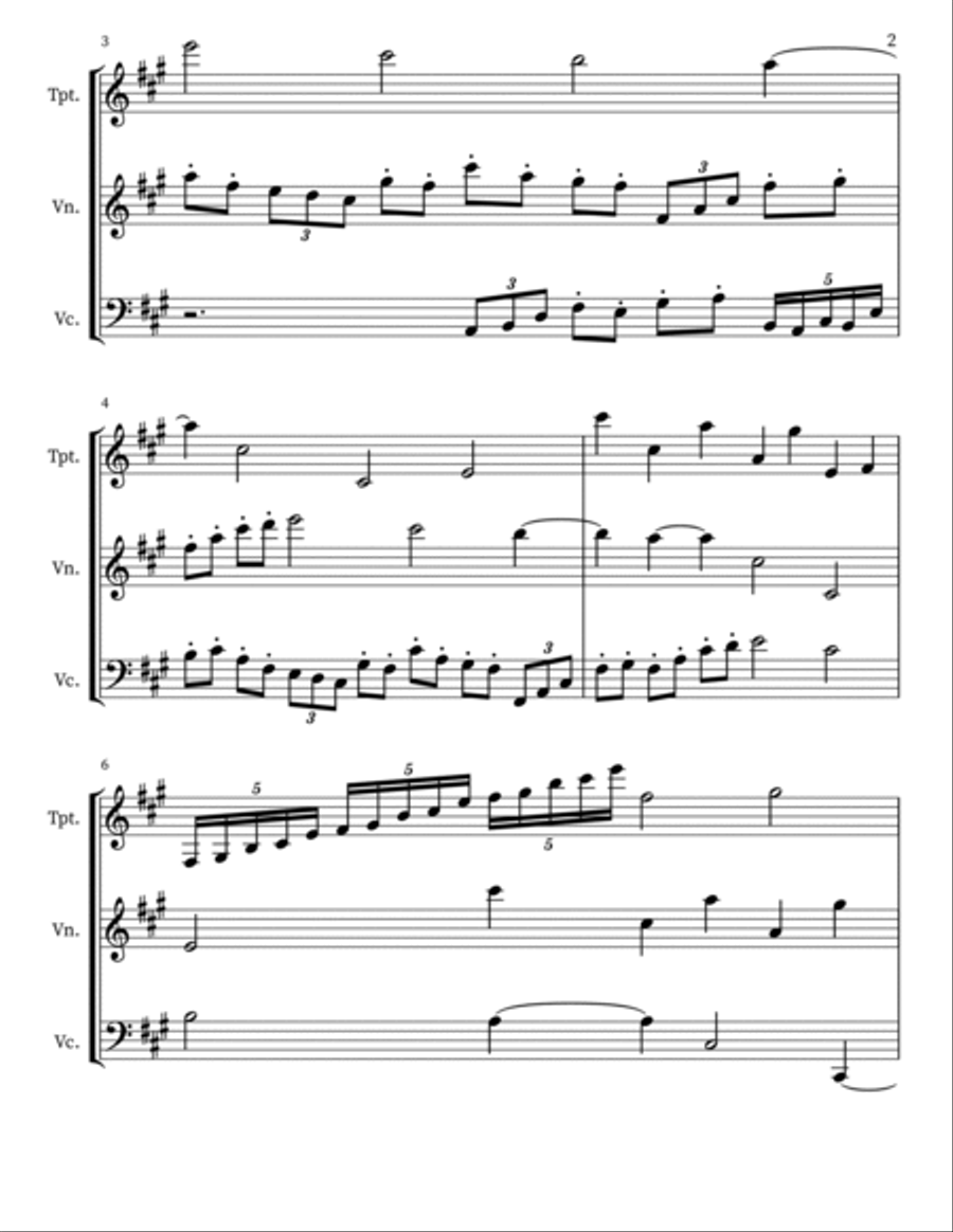 Z 143 for Trumpet, Violins & 'Cellos Trumpet scores gallery preview page 2