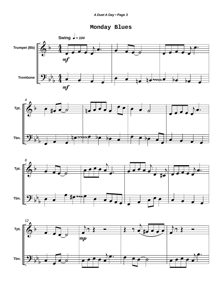 A Duet A Day for Trumpet and Trombone Brass Duet scores gallery preview page 4