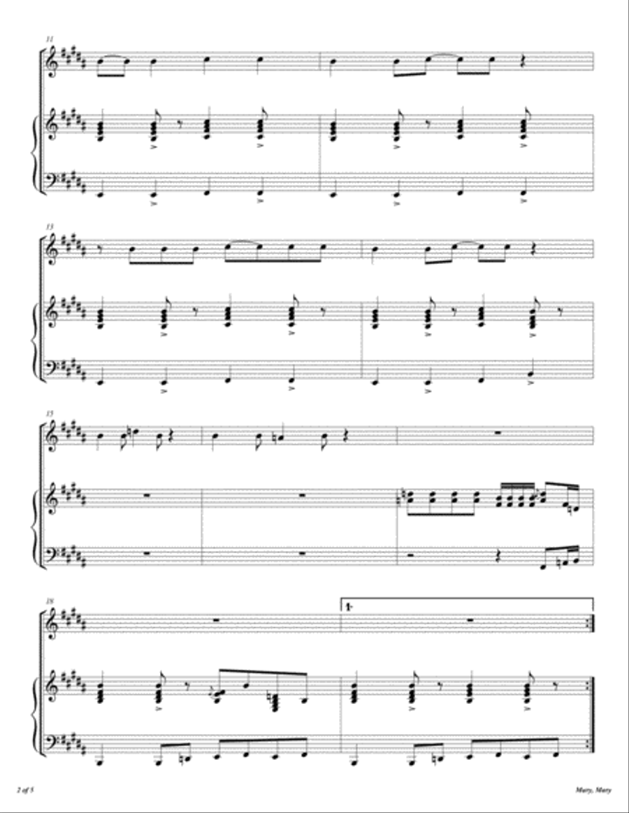 Mary, Mary Piano scores gallery preview page 3