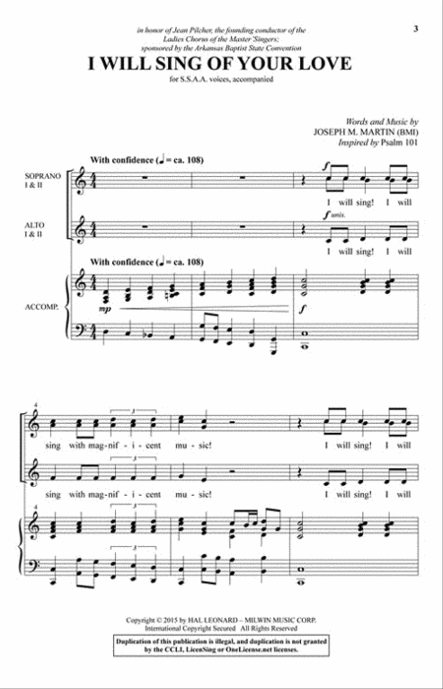 I Will Sing of Your Love SSAA scores gallery preview page 2