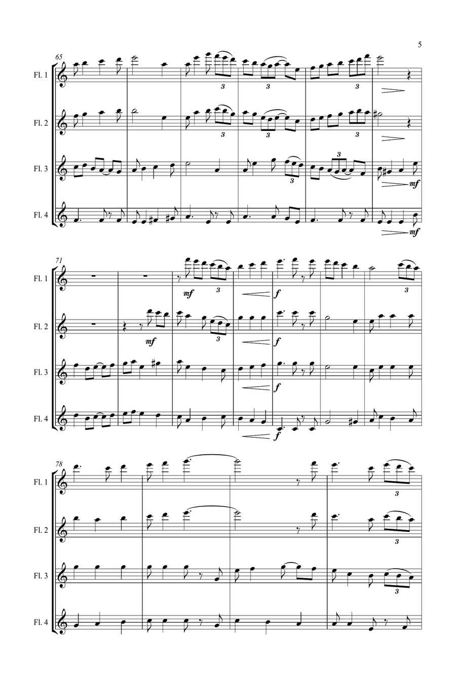 Jazz Carols Collection for Flute Quartet - Set Seven Flute Quartet scores gallery preview page 6