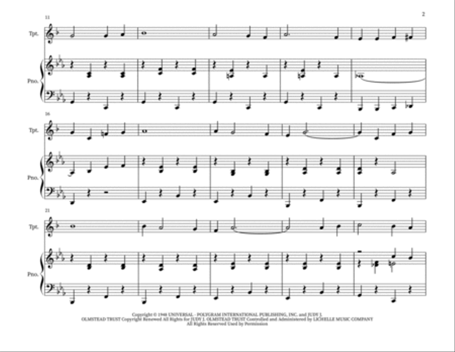 Blue Christmas Trumpet Duet scores gallery preview page 2