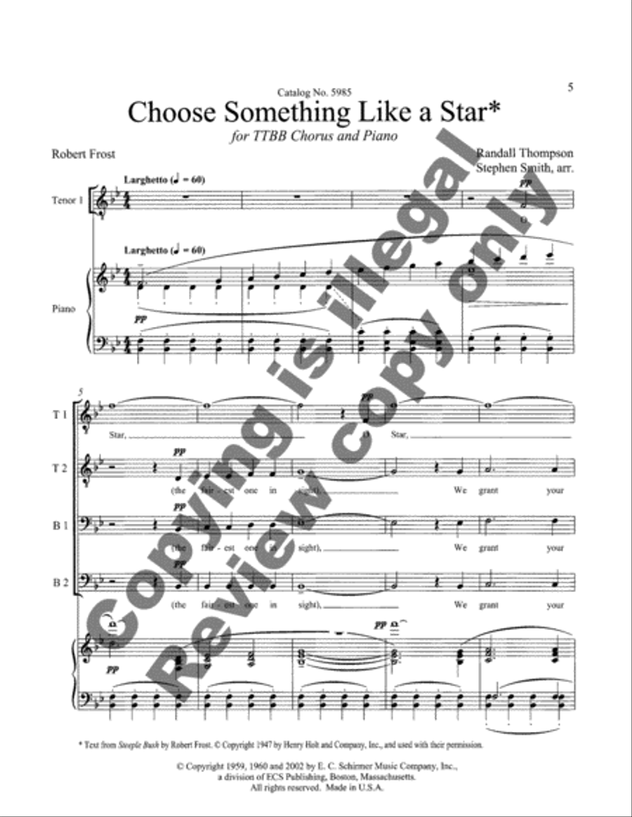 Choose Something Like a Star (Choral Score) TTBB scores gallery preview page 8