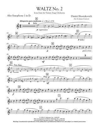 Book cover for Waltz No. 2 (from Suite For Variety Stage Orchestra) - Eb Alto Saxophone 1