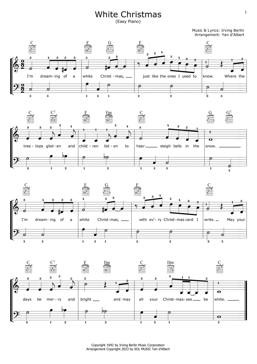 White Christmas Easy Piano scores gallery preview page 1