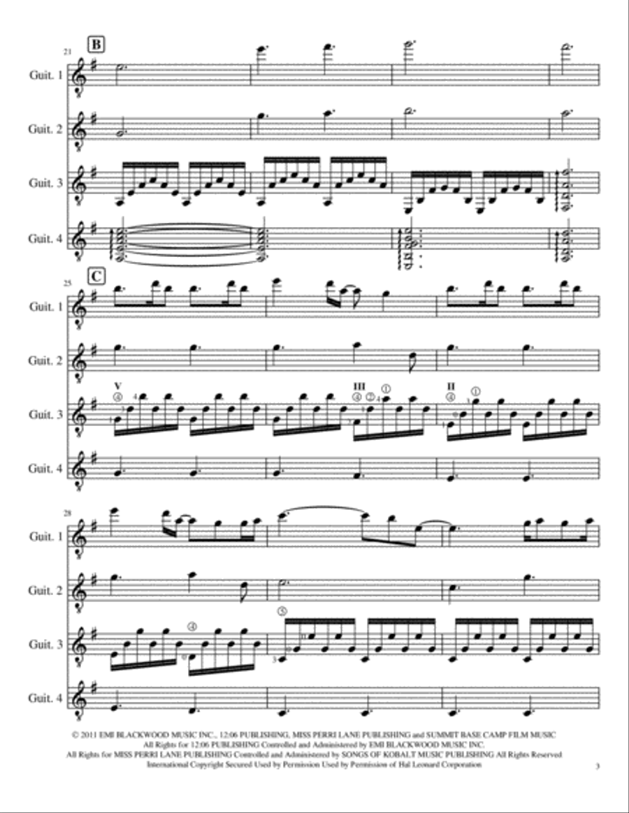 A Thousand Years Guitar Ensemble scores gallery preview page 3
