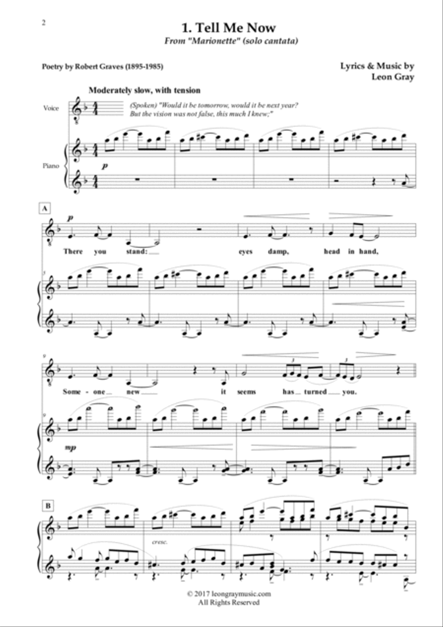 Marionette, a solo cantata for voice and piano Medium Voice scores gallery preview page 5