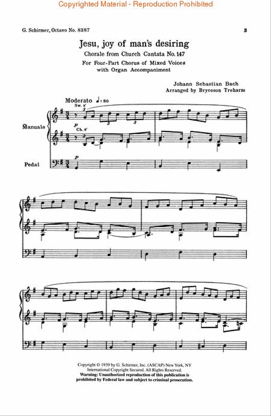 Jesu Joy of Man's Desiring 4-Part scores gallery preview page 3