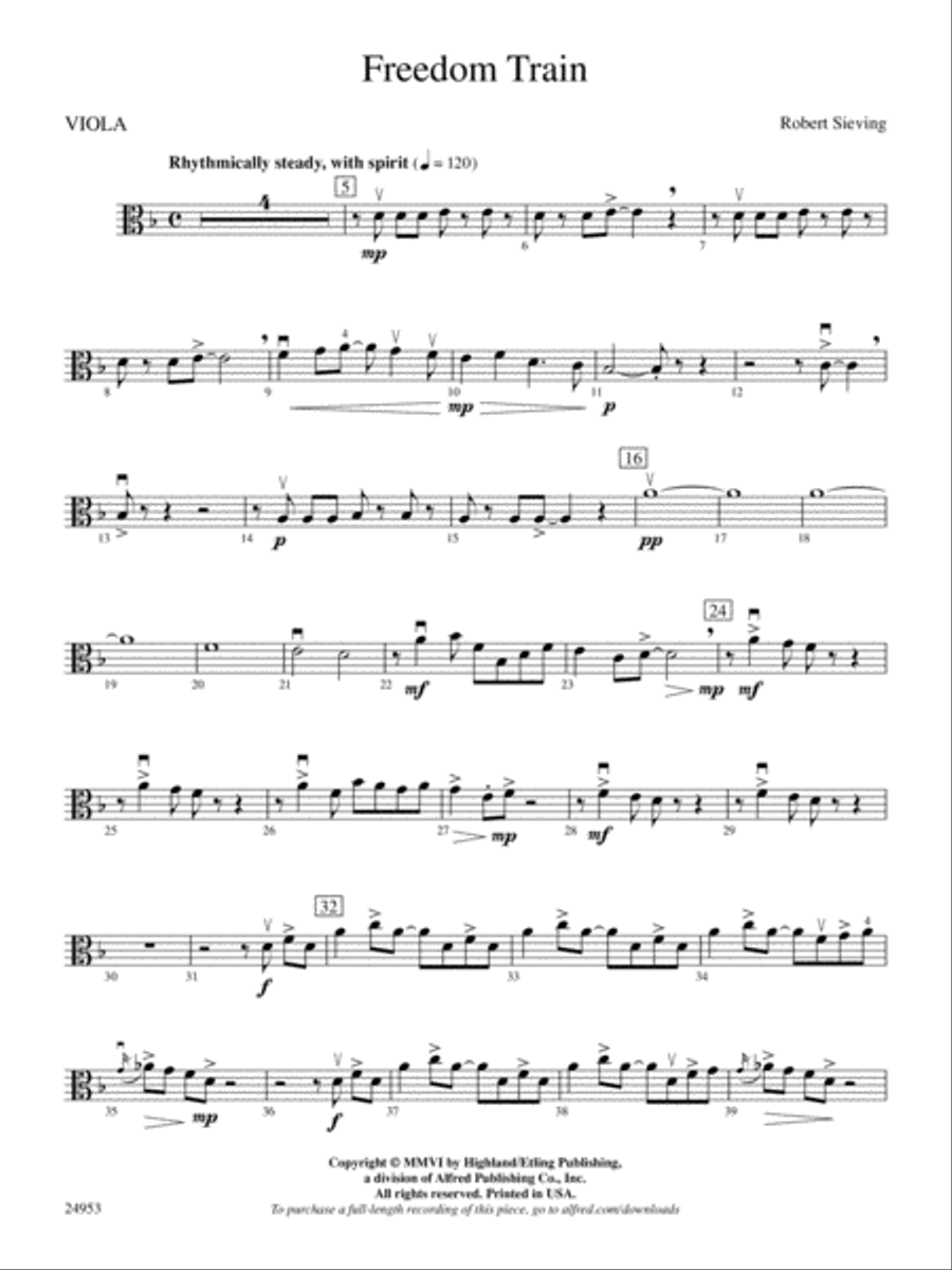 Freedom Train: Viola Freedom Train: Viola String Orchestra scores gallery preview page 1