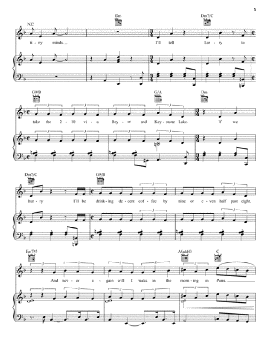 Small Town USA [Day Two] (from Groundhog Day The Musical) Piano, Vocal, Guitar scores gallery preview page 3