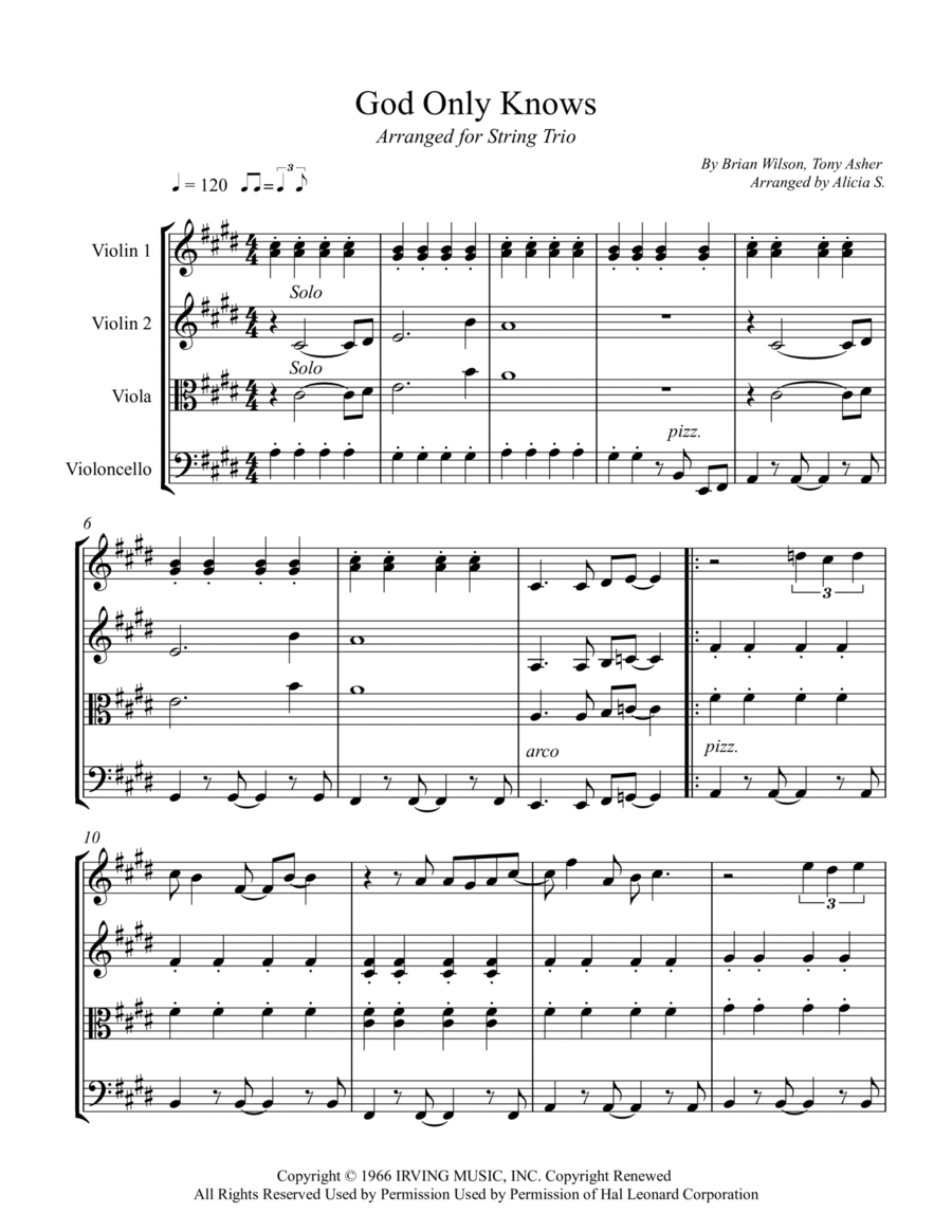 God Only Knows String Trio scores gallery preview page 1