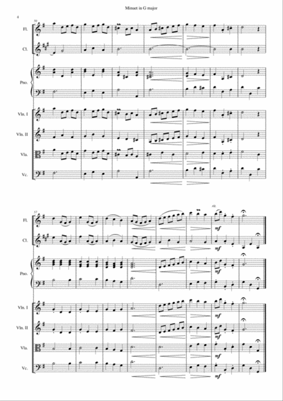 Minuet in G major Orchestra scores gallery preview page 4