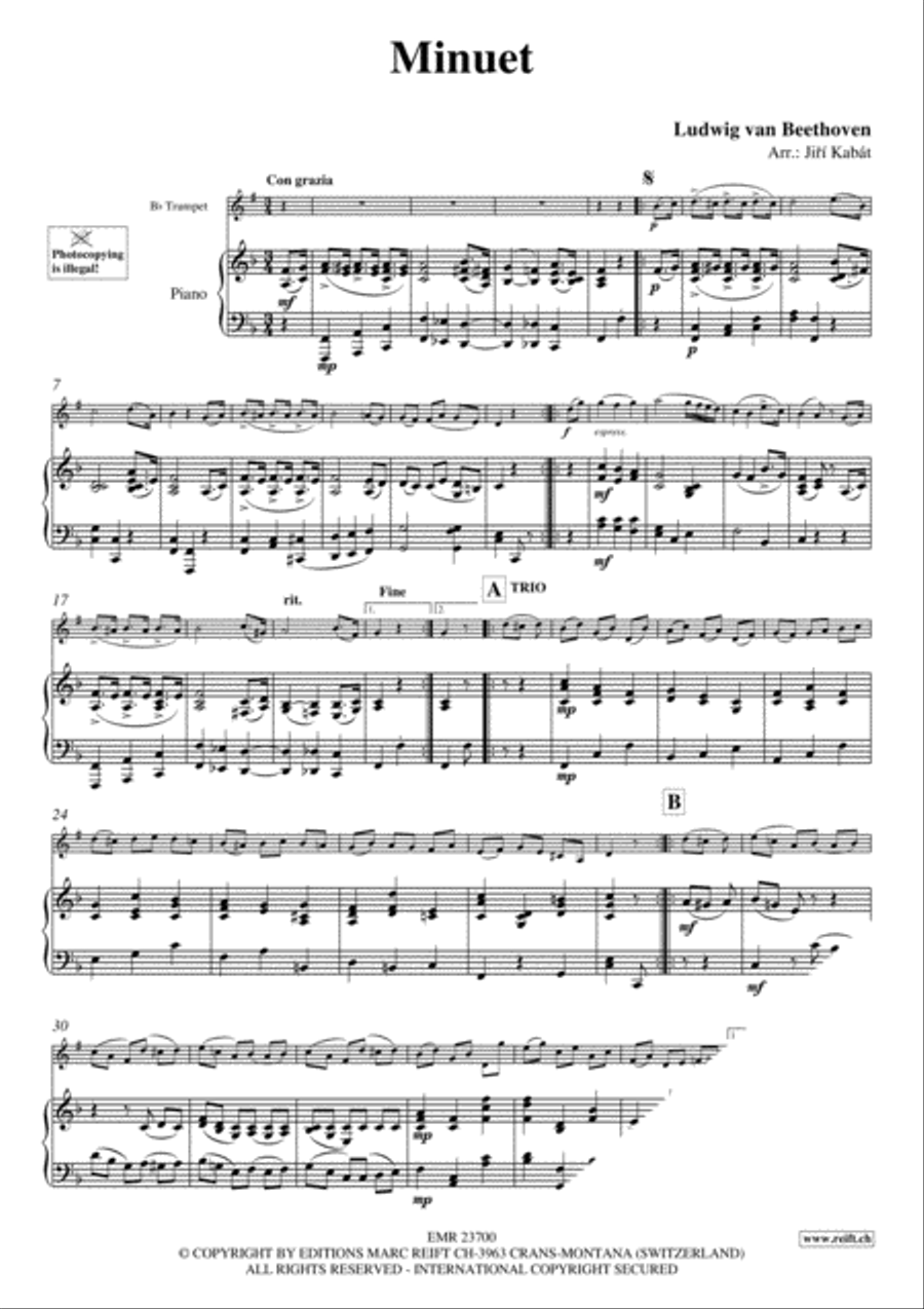 Minuet Trumpet Solo scores gallery preview page 3