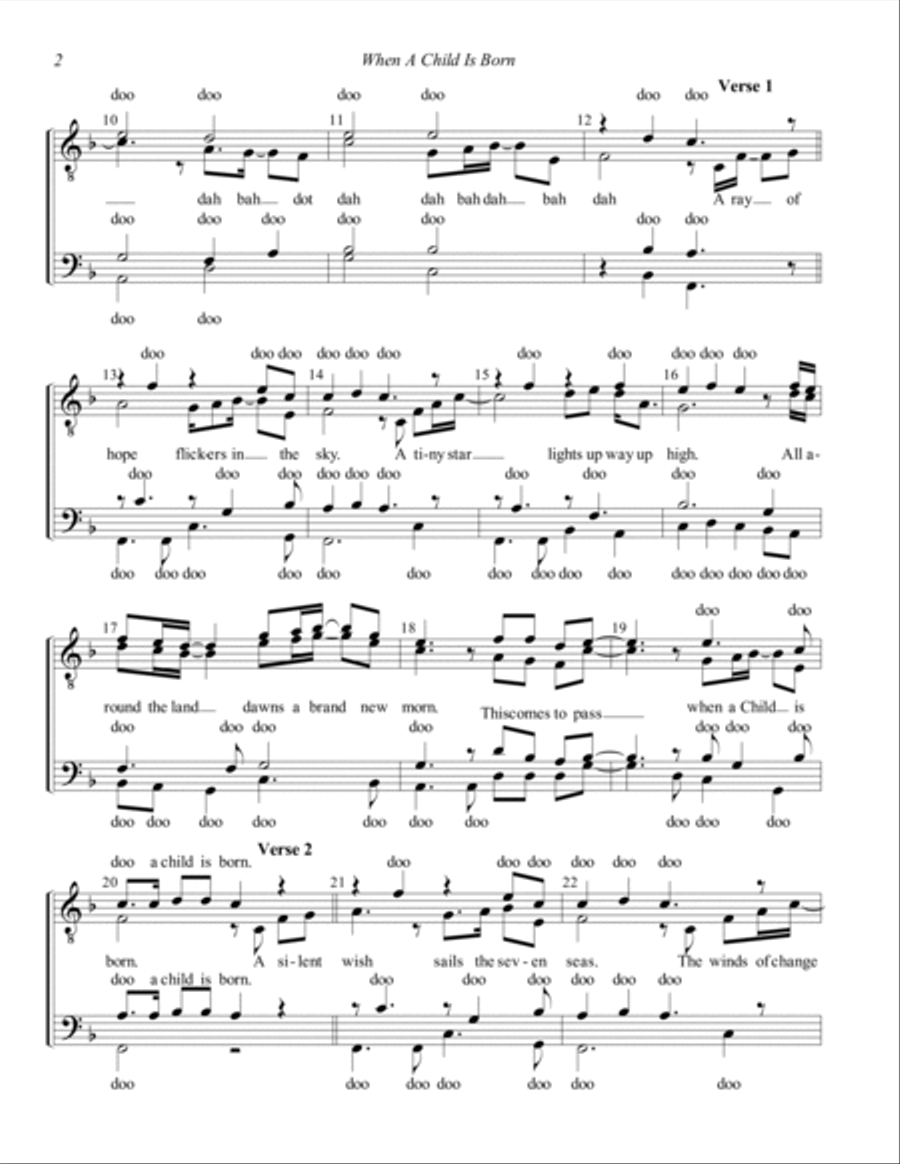 When A Child Is Born TTBB scores gallery preview page 2