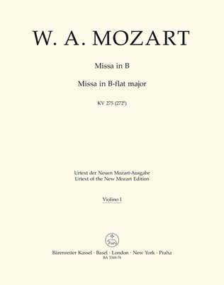 Book cover for Missa brevis B flat major, KV 275 (272b)