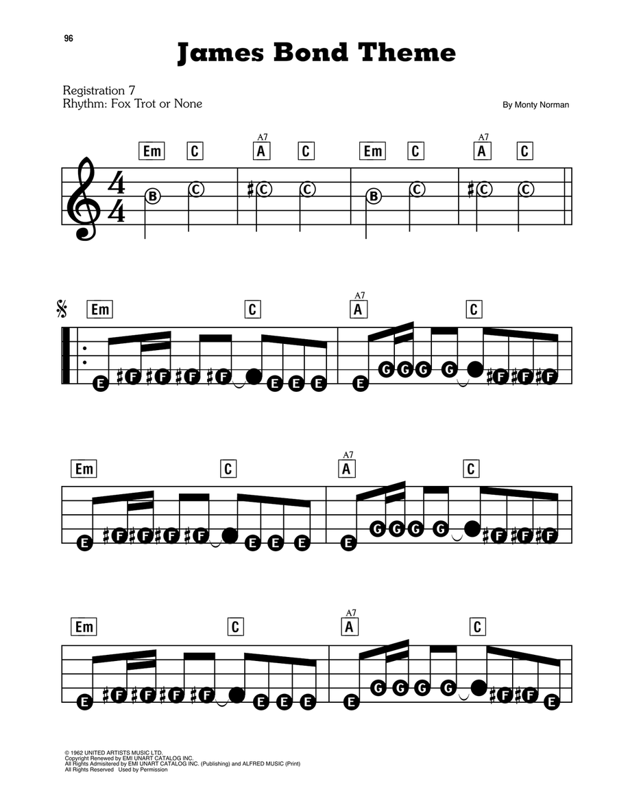 James Bond Theme Electronic Keyboard scores gallery preview page 1