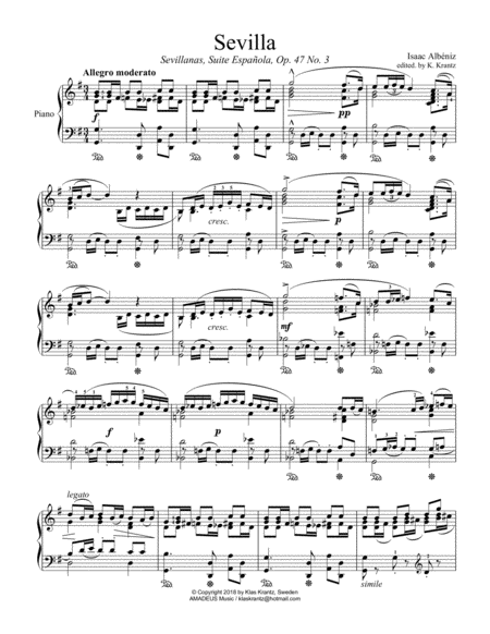Sevilla Op. 47 No. 3 for piano solo image number null