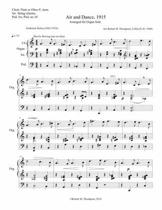 Frederick Delius "Air and Dance for Orchestra" transcribed for organ