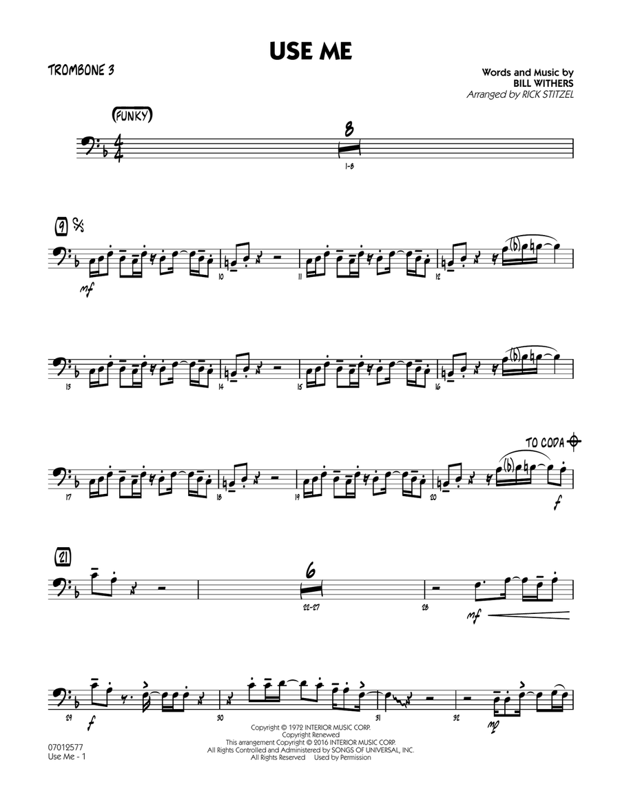 Use Me - Trombone 3 Jazz Ensemble scores gallery preview page 1
