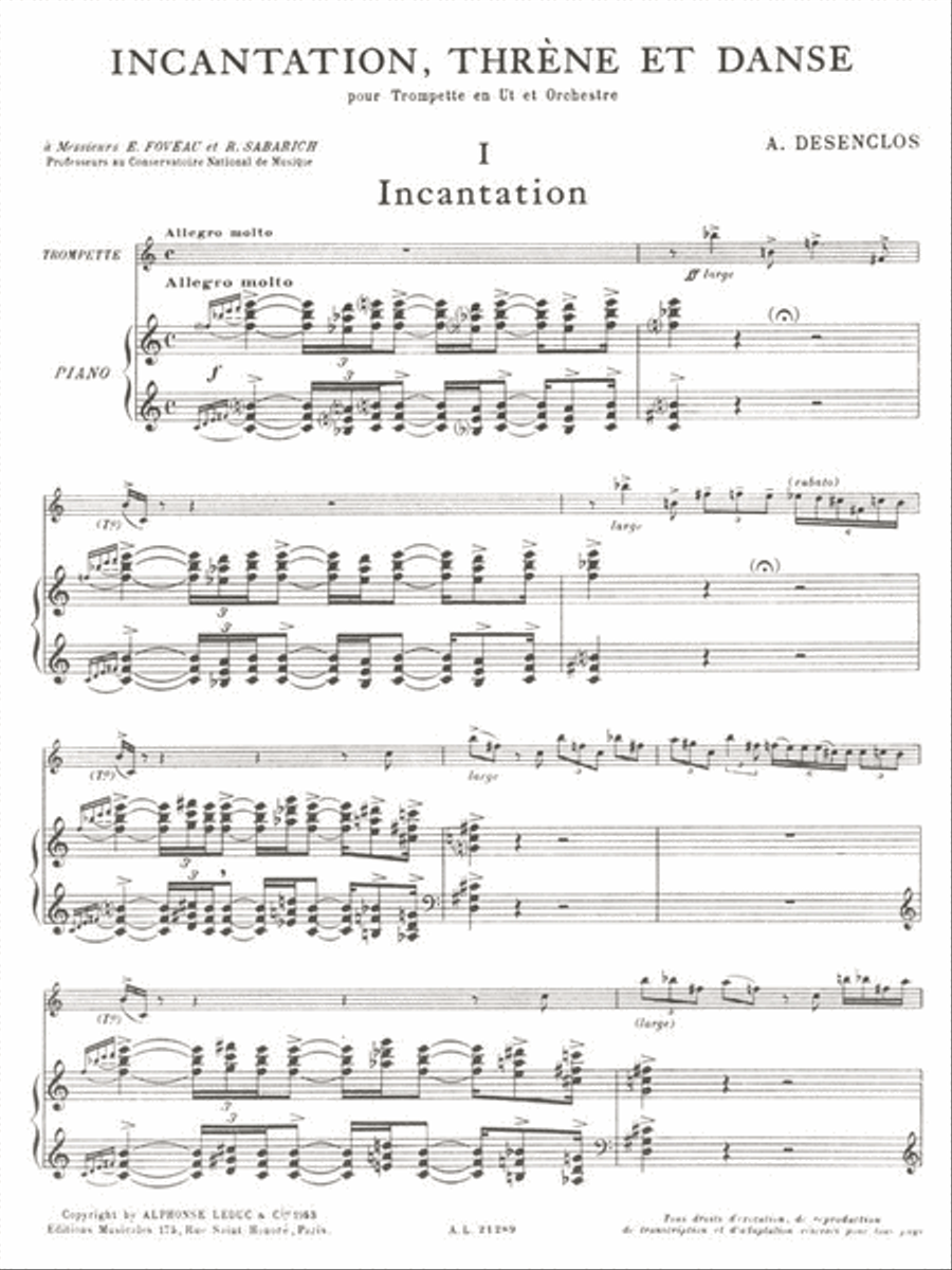 Incantation, Threne Et Danse (trumpet And Piano) Trumpet Solo scores gallery preview page 2