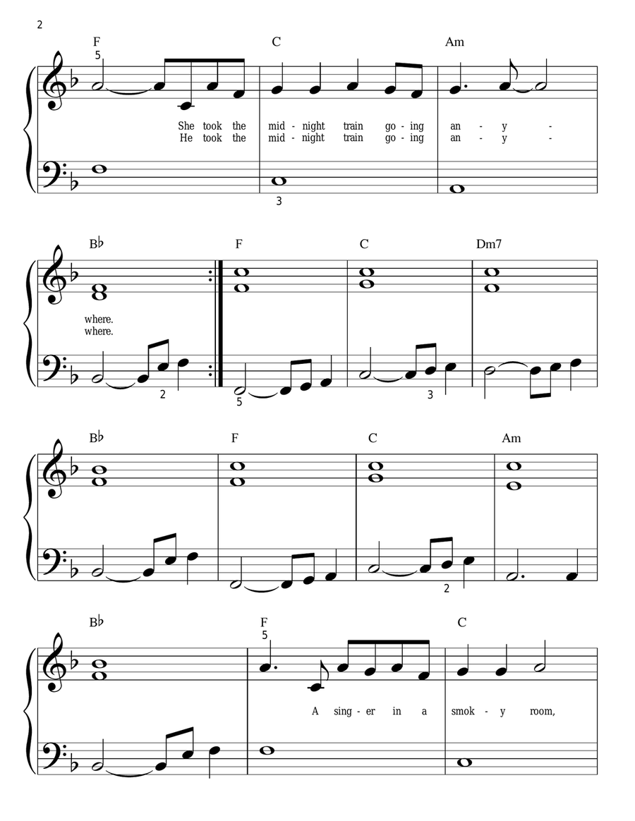 Don't Stop Believin' Easy Piano scores gallery preview page 2