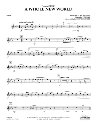 Book cover for A Whole New World (from Aladdin) (arr. Robert Longfield) - Oboe