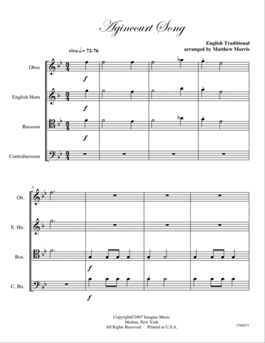 Agincourt Song English Horn scores gallery preview page 1