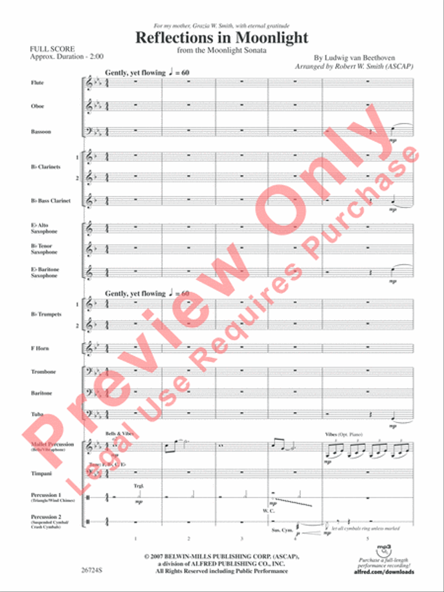 Reflections in Moonlight Concert Band scores gallery preview page 3