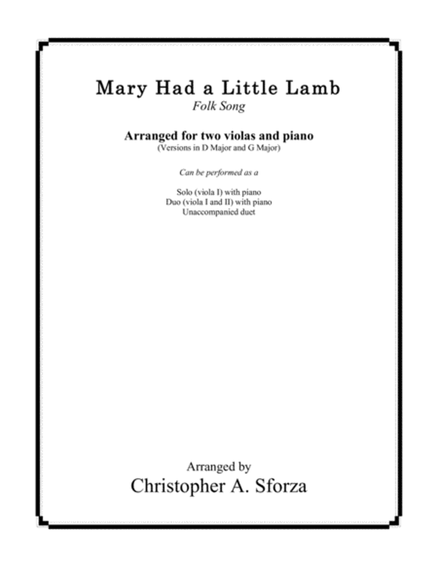 Mary Had a Little Lamb, for two violas and piano image number null