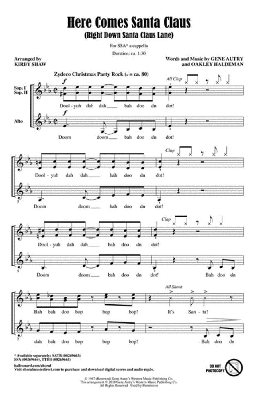 Here Comes Santa Claus SSA scores gallery preview page 2