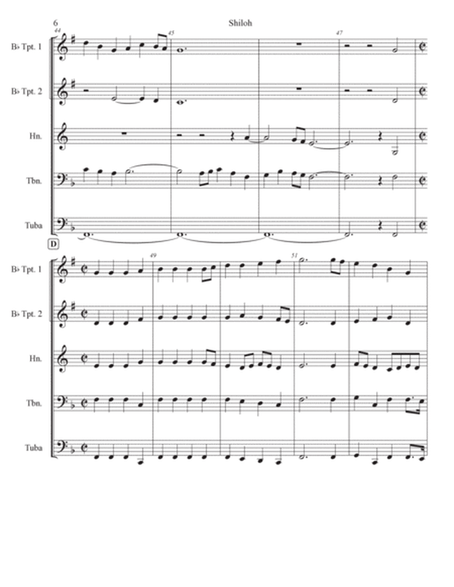 Shiloh (Early American Christmas Carol) for Brass Quintet image number null