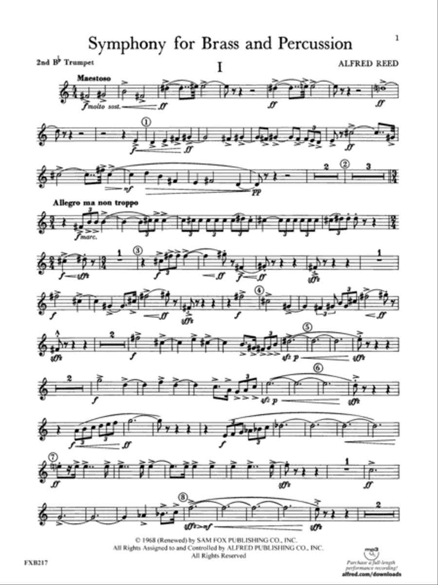 Symphony for Brass and Percussion: 2nd B-flat Trumpet Concert Band scores gallery preview page 1
