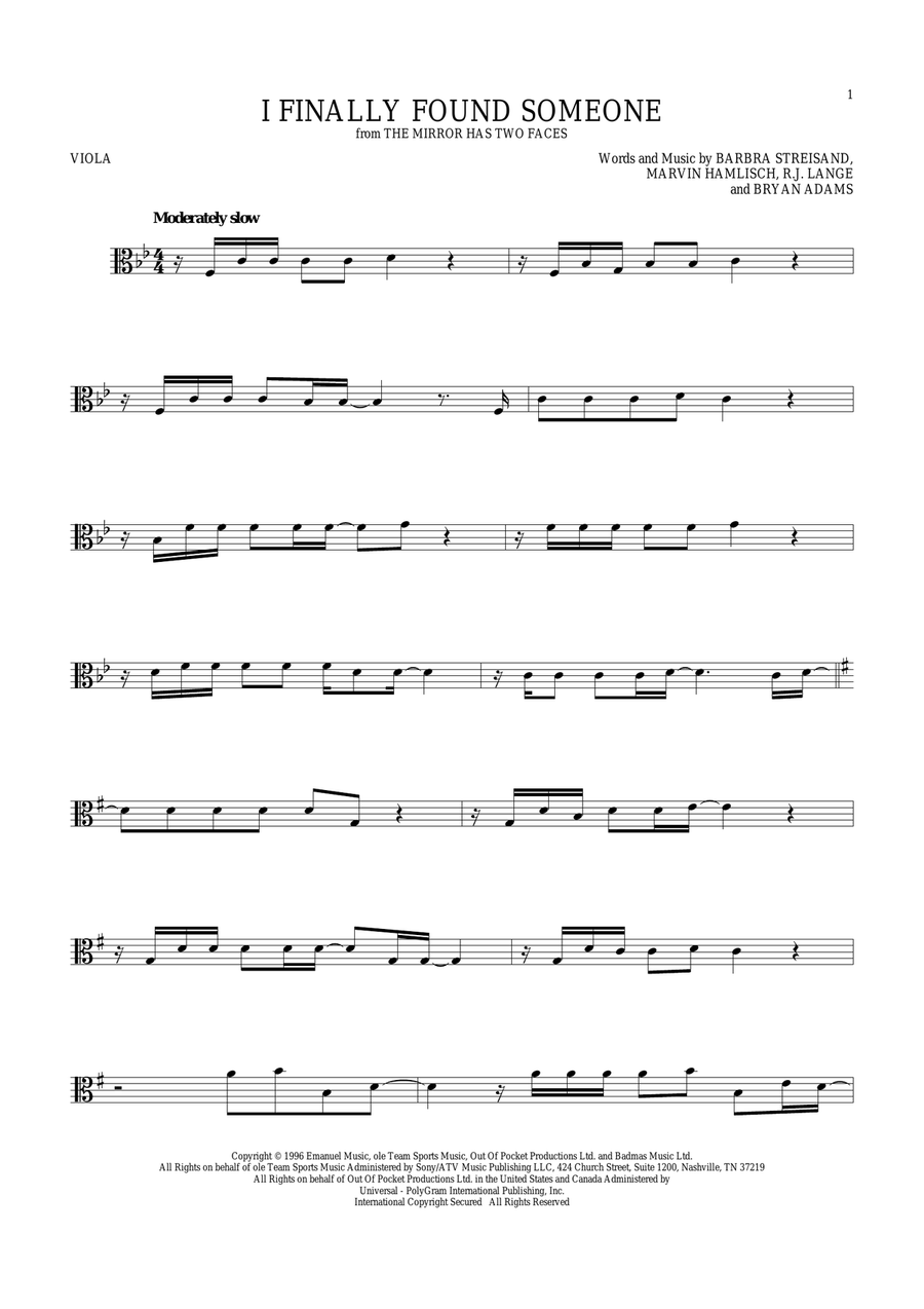 I Finally Found Someone Viola Solo scores gallery preview page 1