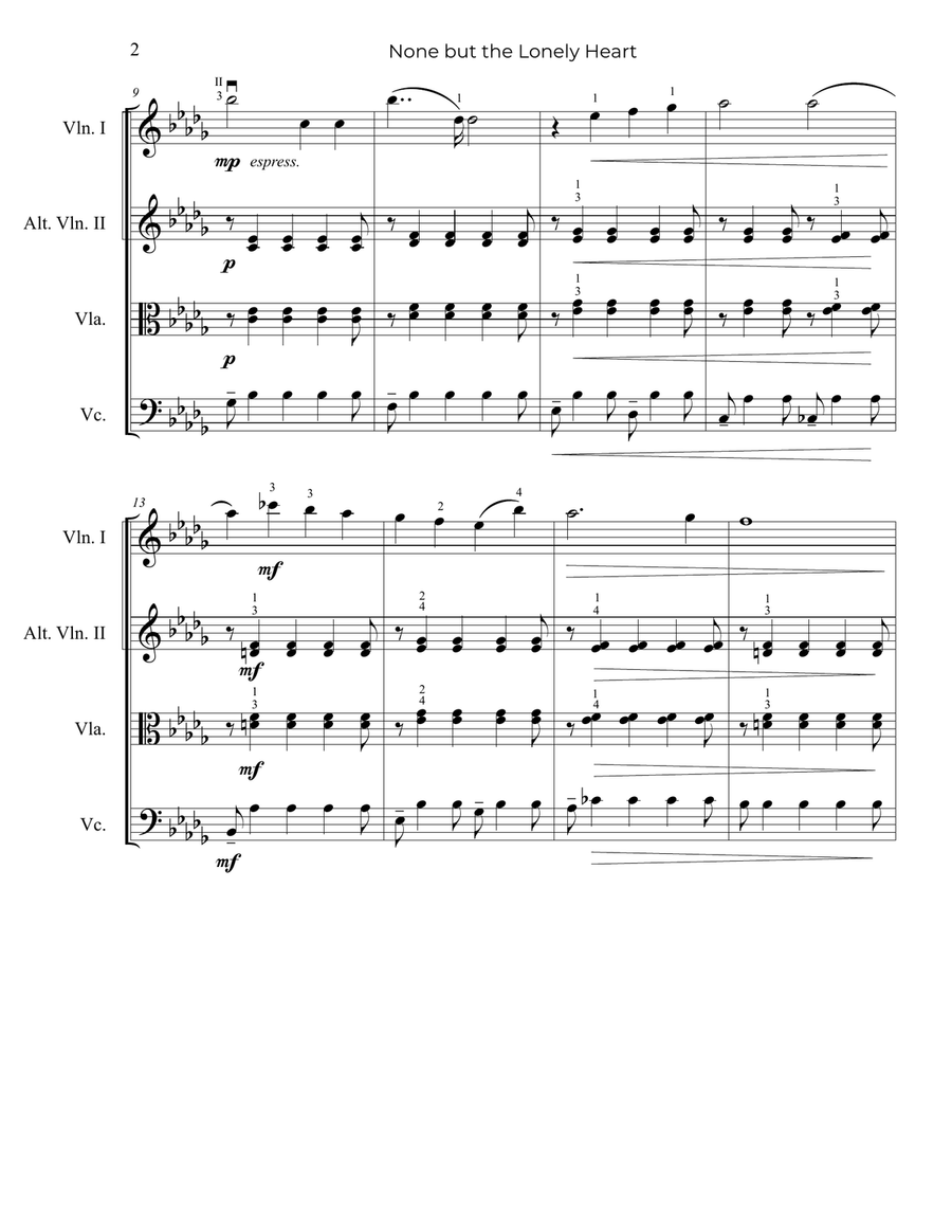Tchaikovsky: None but the Lonely Heart - String Trio, or 2 Violins and Cello String Trio scores gallery preview page 3