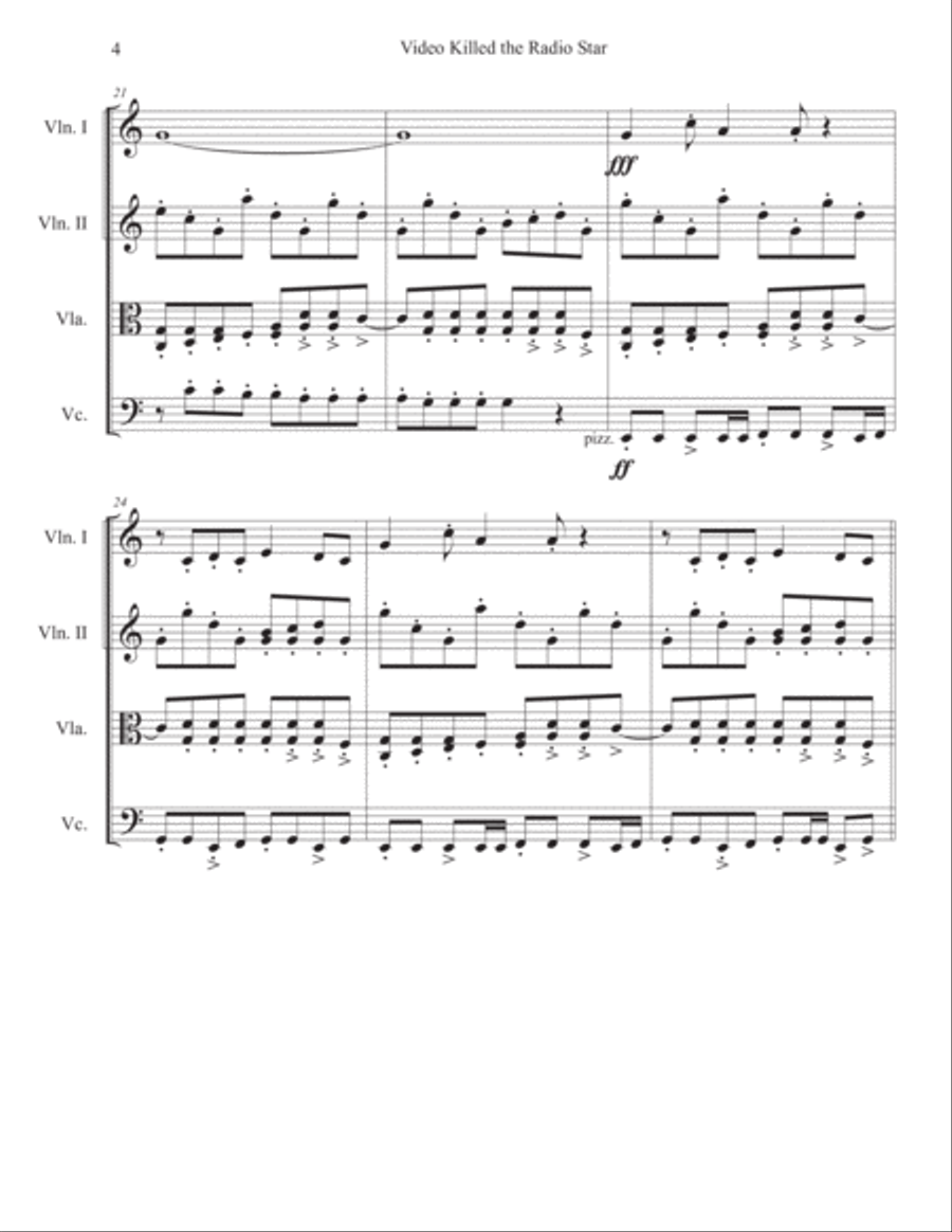 Video Killed The Radio Star String Quartet scores gallery preview page 4