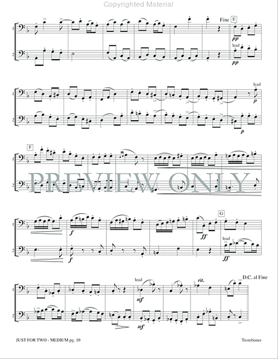 Just for Two Medium Just for Two Medium Trombone Duet scores gallery preview page 12