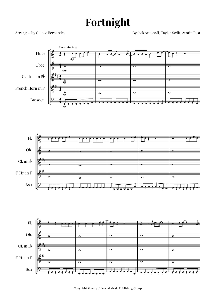 Fortnight Woodwind Quintet scores gallery preview page 1