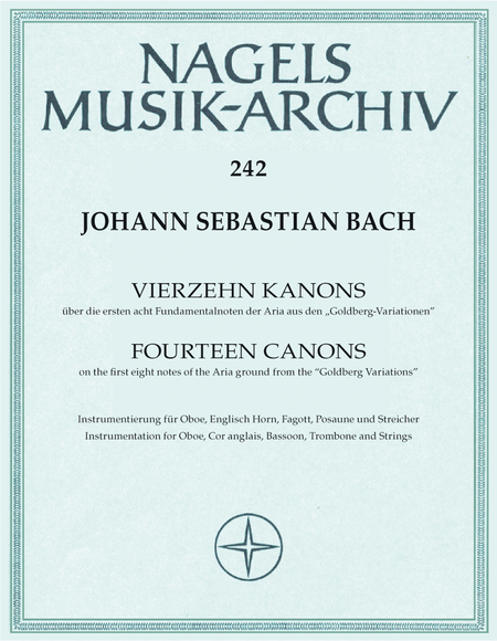14 Kanons ueber die ersten acht Fundamentalnoten der Aria aus den  Goldberg-Variationen  BWV 1087