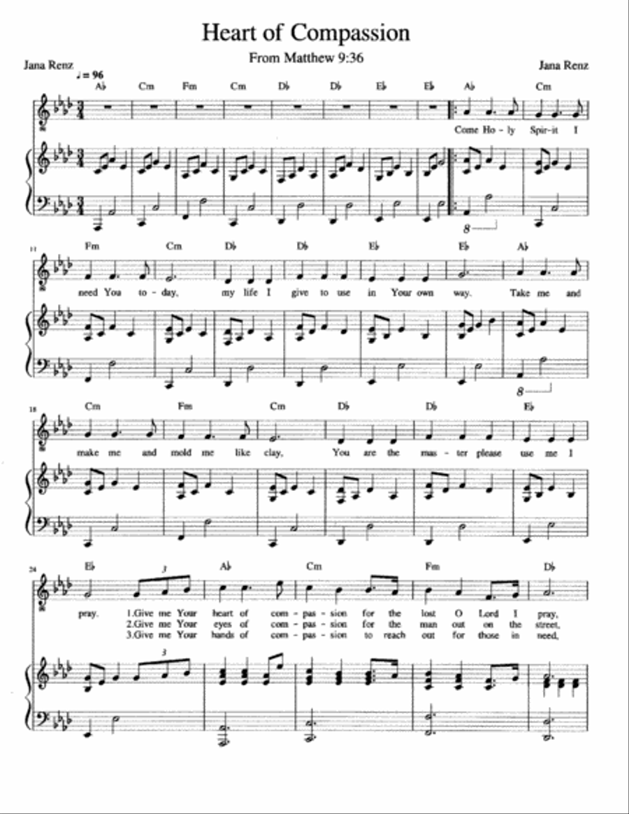 Heart of Compassion Heart of Compassion Voice scores gallery preview page 1