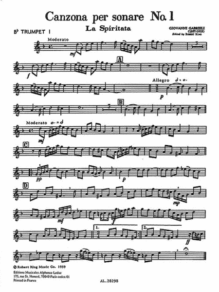 Canzona Per Sonare No. 1, For Four-part Brass Choir