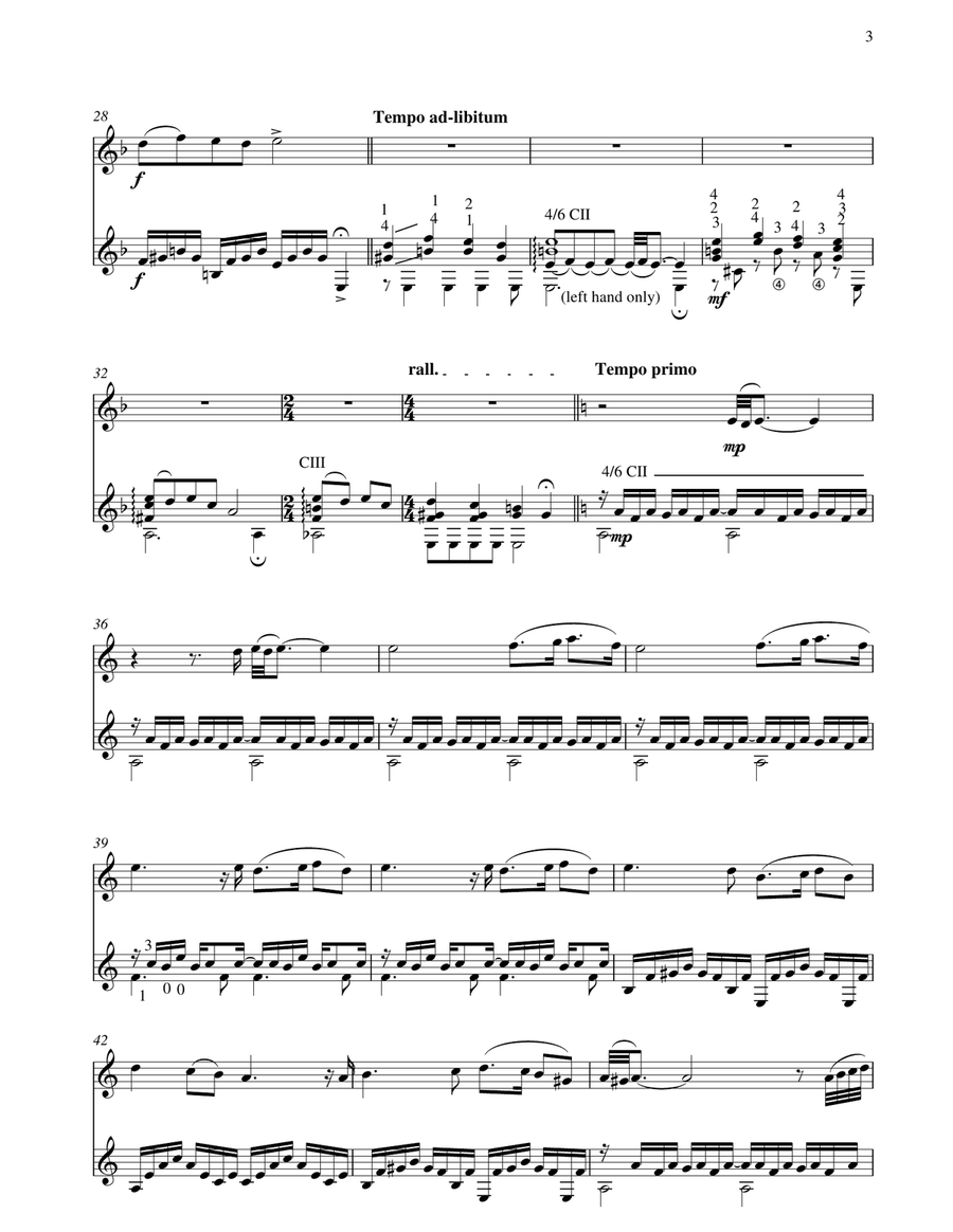 Solitude for Flute and Guitar Flute scores gallery preview page 3