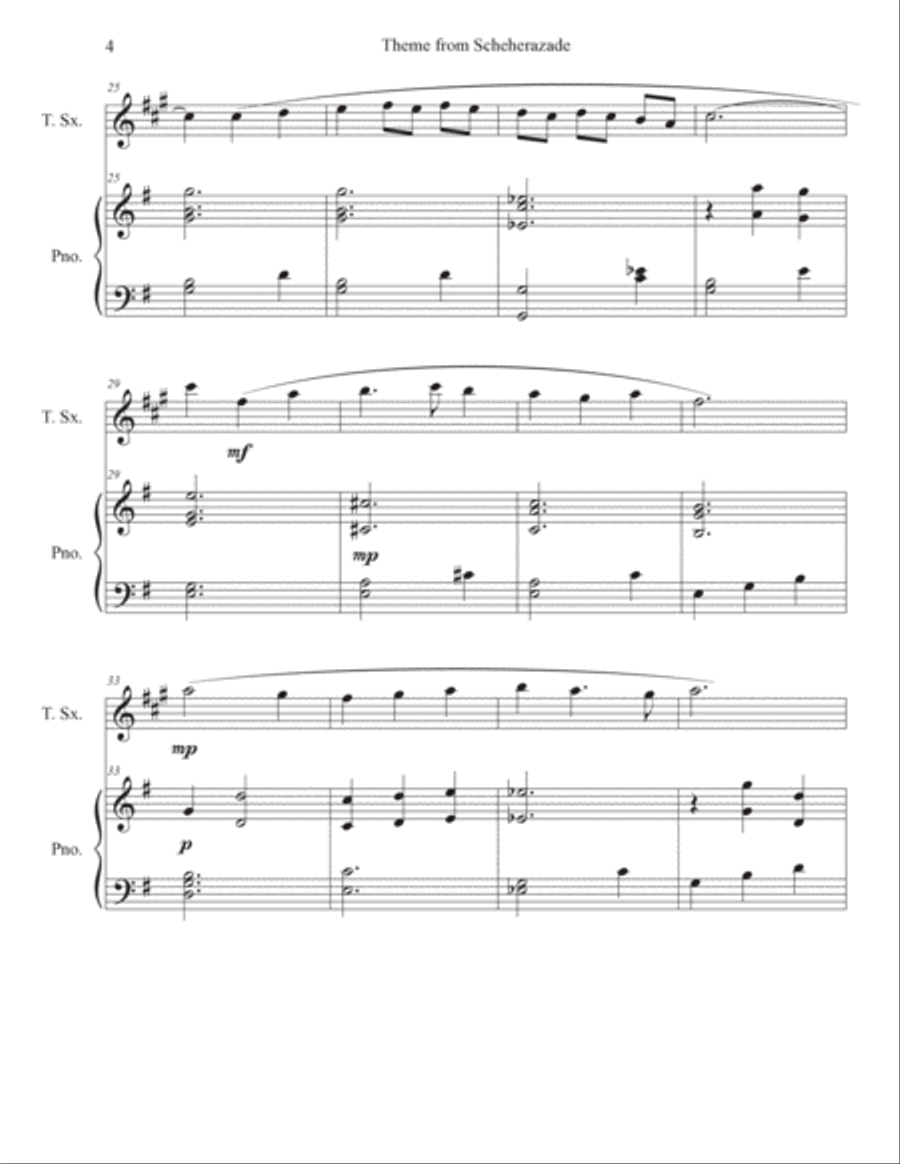 Scheherazade (Movement III) for Tenor Saxophone with Piano Tenor Saxophone scores gallery preview page 4