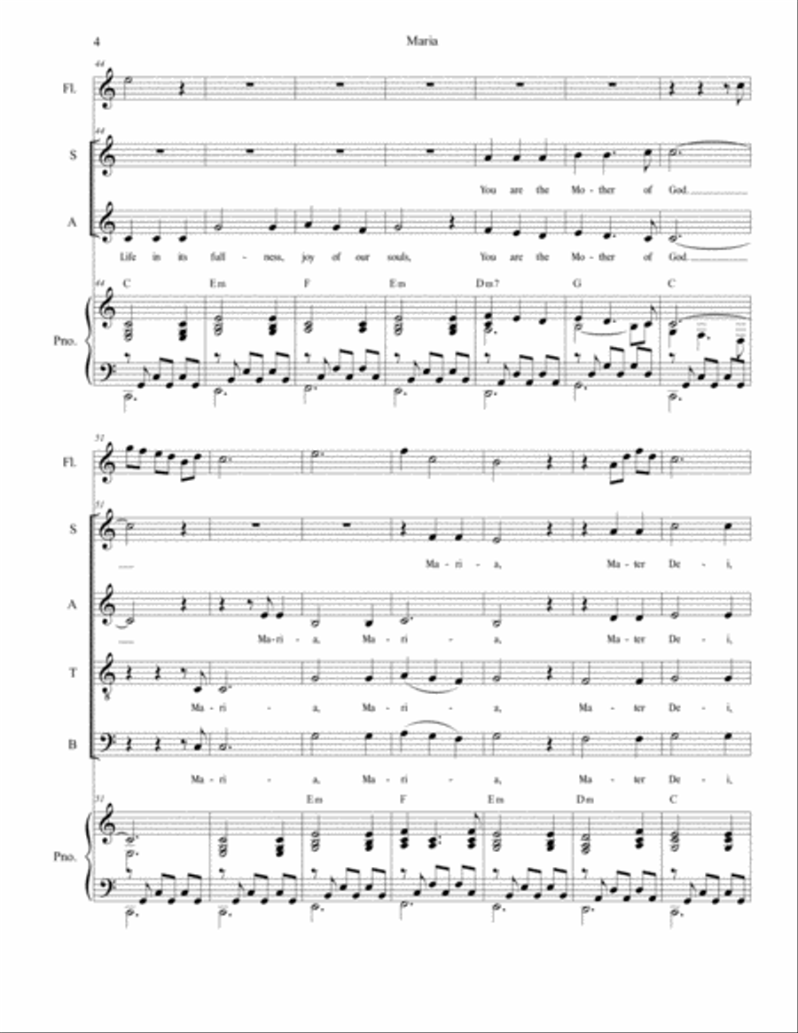Maria (for SATB) 4-Part scores gallery preview page 4