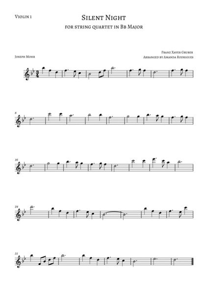 Silent Night for String Quartet in Bb Major image number null