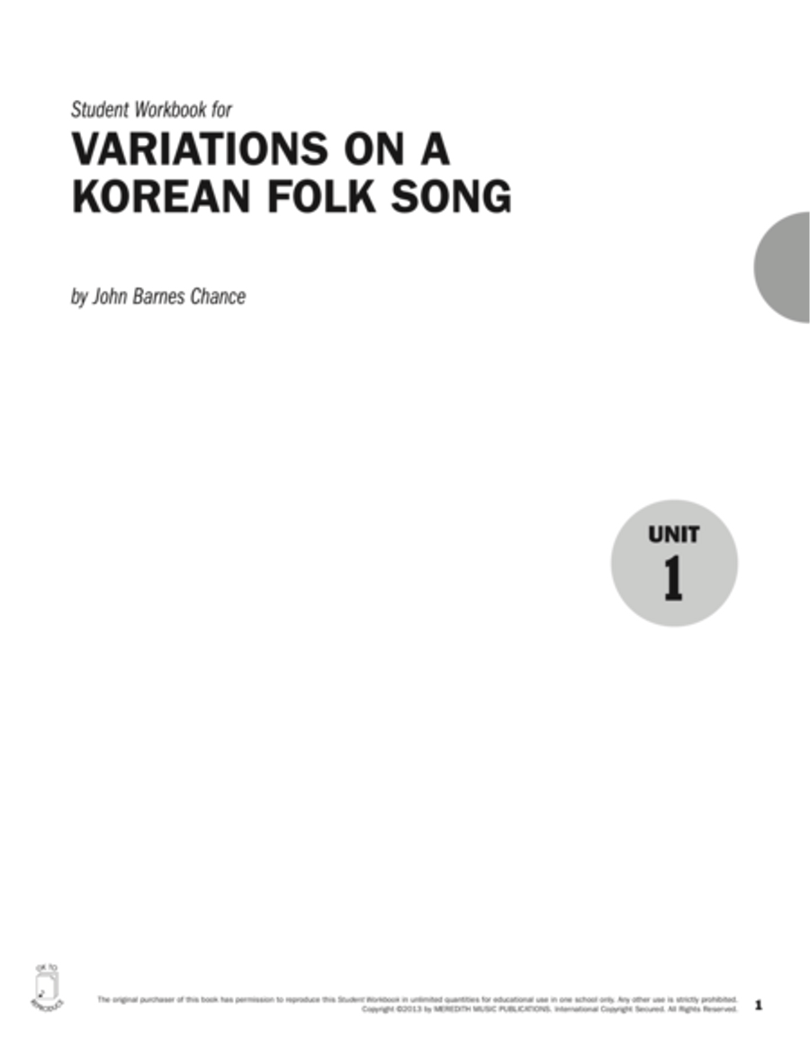 Guides to Band Masterworks, Vol. 3 - Student Workbook - Variations on a Korean Folk Song Activity Books scores gallery preview page 1