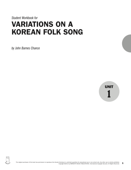 Guides to Band Masterworks, Vol. 3 - Student Workbook - Variations on a Korean Folk Song